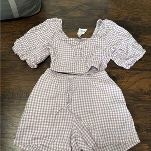 Amazon The Drop Lavender Gingham Crop Top and Shorts Set